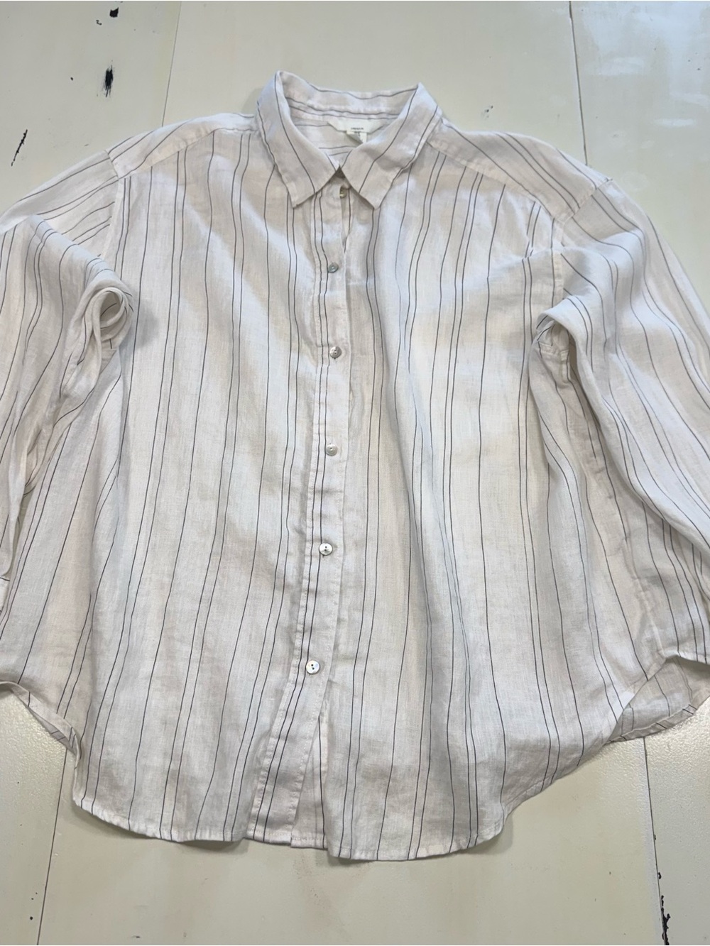H&M 100% Linen Striped Oversized Button-Down Shirt (XL)